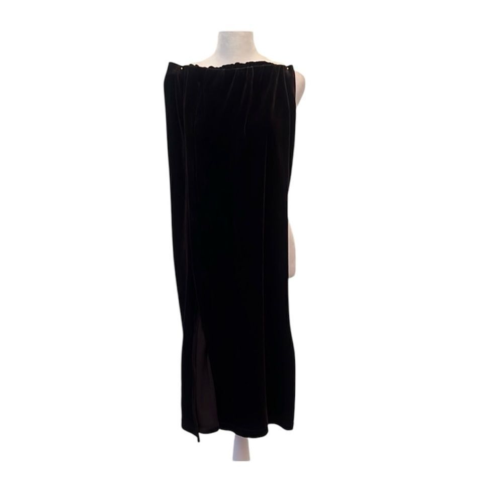 JRT by Newport News szS vintage black velvet elastic waist front slit maxi skirt